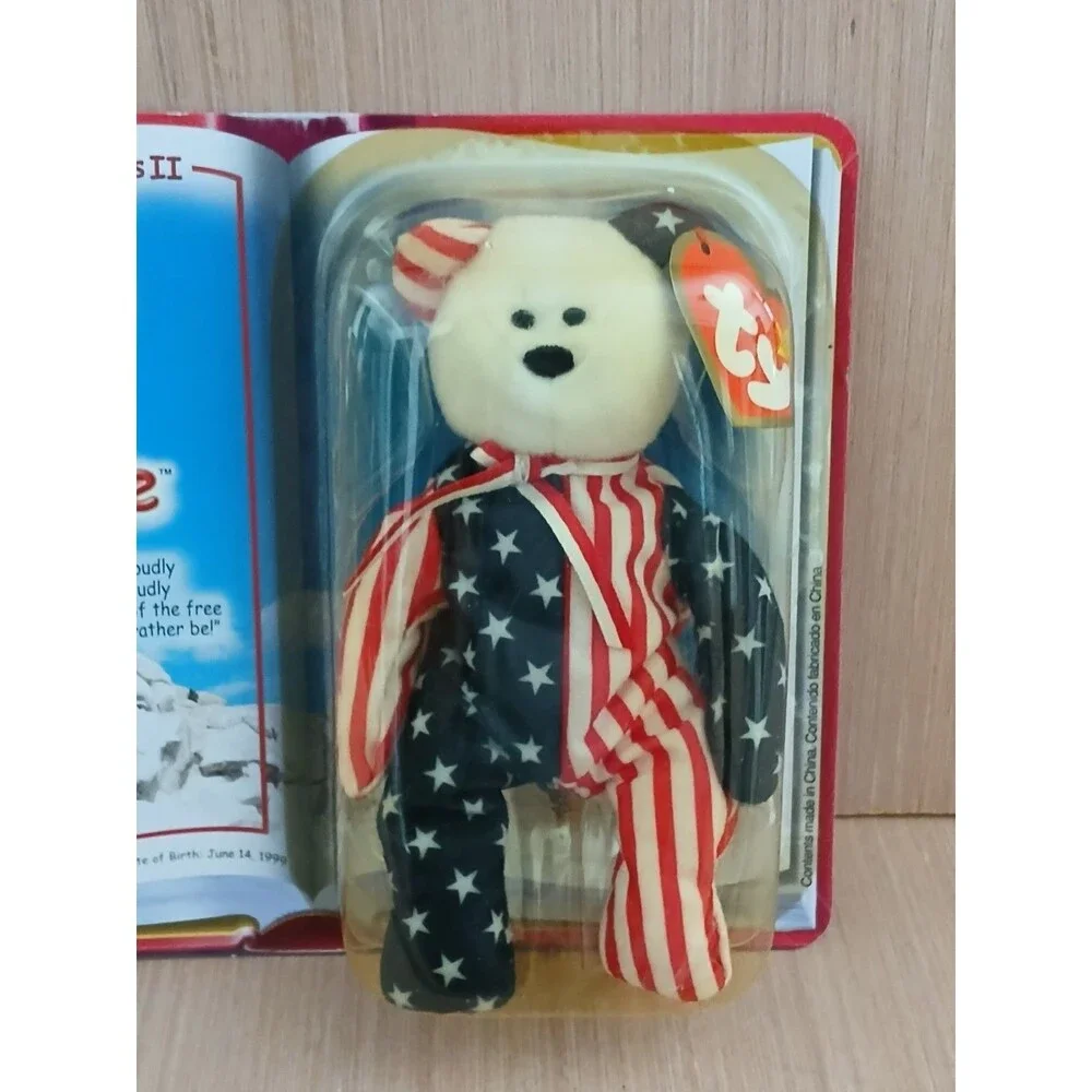 McDonald's Ty Beanie Baby Patriotic Stuffed Spangle The Bear Toy Vintage